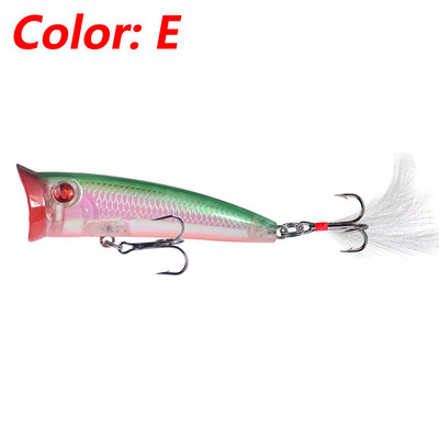 1 tk Topwater püügilant 7,5 cm 10,5 g Popper Wobbler Laser kõva plastist kunstsööt koos sulgede konksuga Bass kalastustarvetega