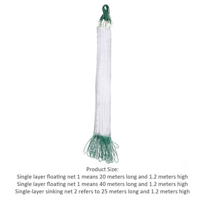 20/25/40 m Nailoninis žvejybos tinklas žuvies tinklelio gaudyklė Vieno sluoksnio monofilamentinis žiauninis tinklas tinklas žvejybos narvas Lauke naudojami žvejybos reikmenys
