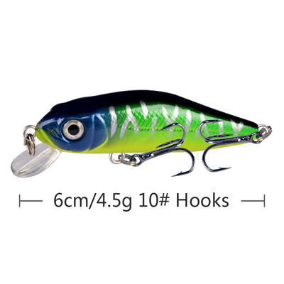 1 tk Crankbait Minnow kalastuslant ujuv kõva sööt 6 cm 4,5 g tehissöödaga voblerid ujuvad karpkala püügivahendid