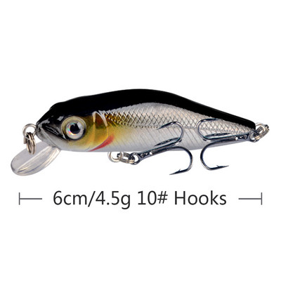 1 tk Crankbait Minnow kalastuslant ujuv kõva sööt 6 cm 4,5 g tehissöödaga voblerid ujuvad karpkala püügivahendid