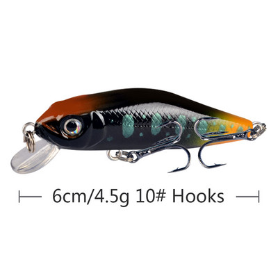 1 tk Crankbait Minnow kalastuslant ujuv kõva sööt 6 cm 4,5 g tehissöödaga voblerid ujuvad karpkala püügivahendid