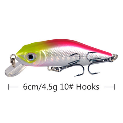 1 tk Crankbait Minnow kalastuslant ujuv kõva sööt 6 cm 4,5 g tehissöödaga voblerid ujuvad karpkala püügivahendid