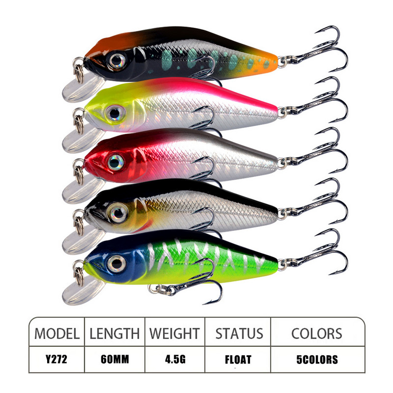 1 tk Crankbait Minnow kalastuslant ujuv kõva sööt 6 cm 4,5 g tehissöödaga voblerid ujuvad karpkala püügivahendid