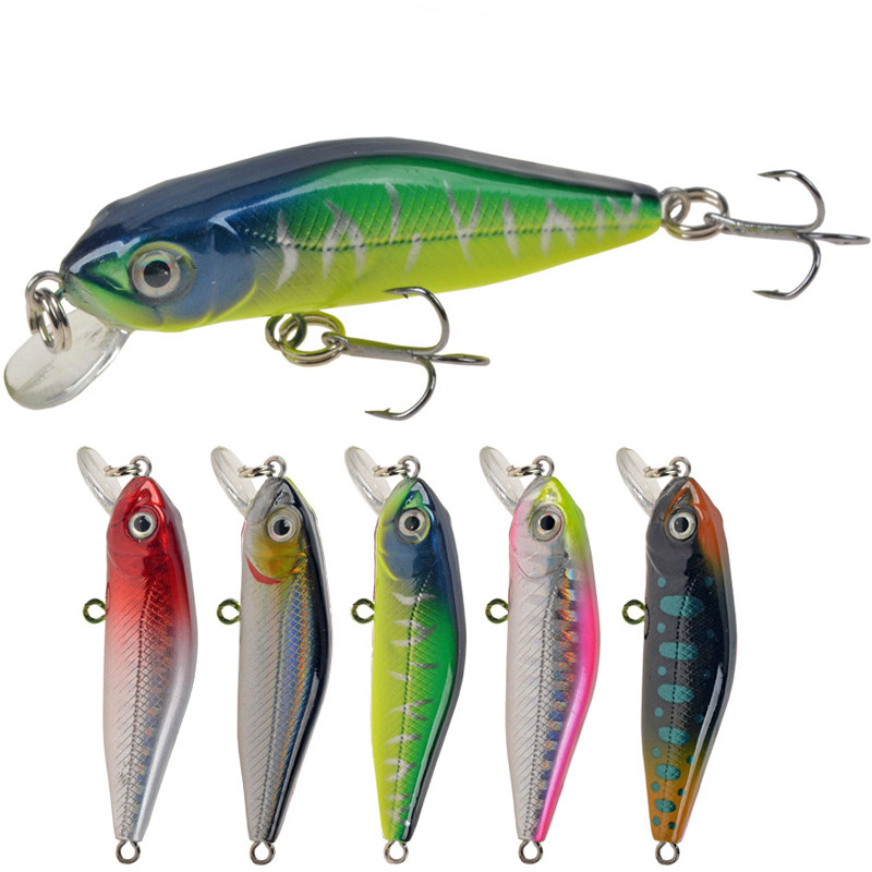 1db Mini Wobblerek Süllyedő Minnow horgászcsalik Bass Crankbait Hooks Tackle Crank Baits 6cm 4,5g pesca