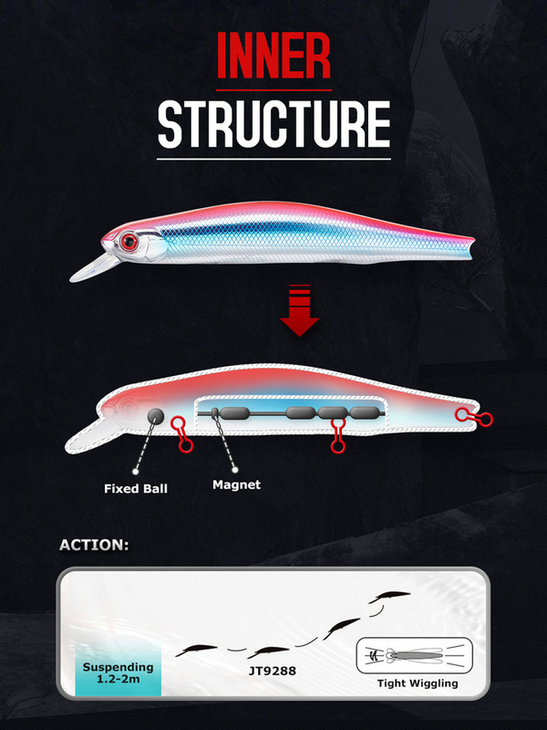 JTLURE VULCAN 115SP vaikne vobleriga püügilant 115 mm 17,5 g pika heitega Minnow haugi söödavarustus 2022