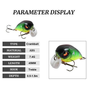 1 τεμ. Floating Crank Fishing Lures Wobblers 4,5cm 7,4g Τεχνητό Πλαστικό Σκληρό Δόλωμα Ποιότητα Εργαλείο ψαρέματος Minnow Bass Pike