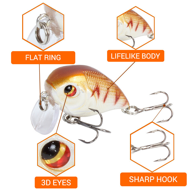 1 buc. Naluci de pescuit cu manivela plutitoare Wobblers 4,5 cm 7,4 g Momeală tare din plastic artificial de calitate Minnow Bass Stiuca Tackle de pescuit