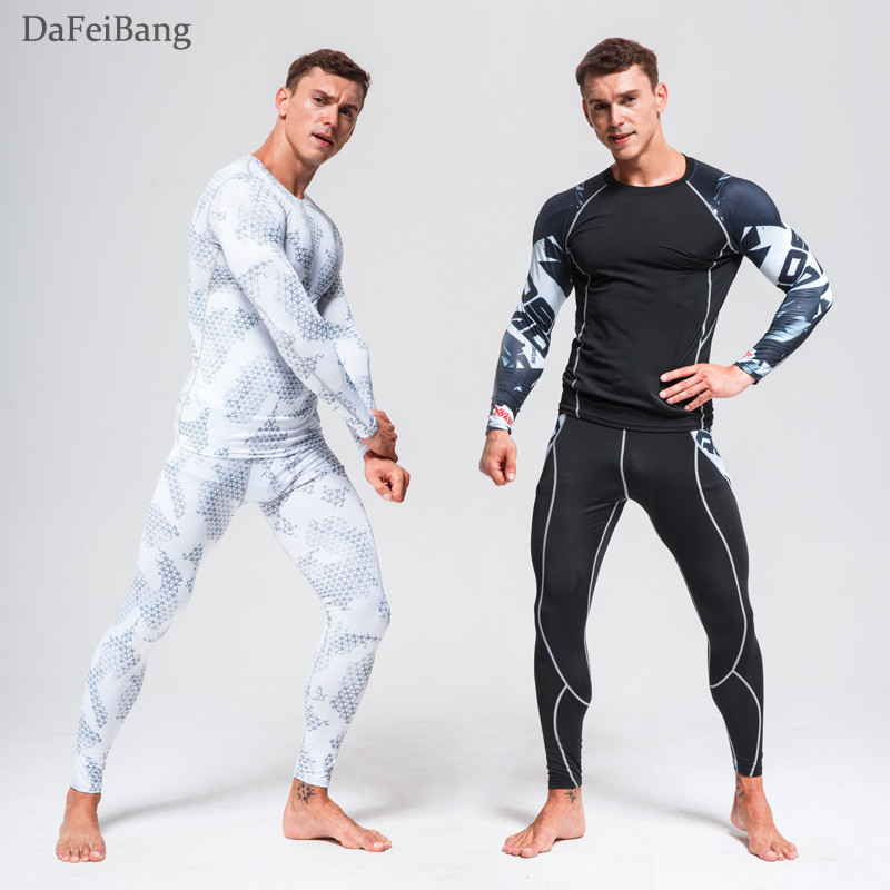 Quick Dry Funktsionaalne Compression Spordidress Fitness Tight Särgid Spordiülikonnad Meeste Suusa termopesu komplektid Sport