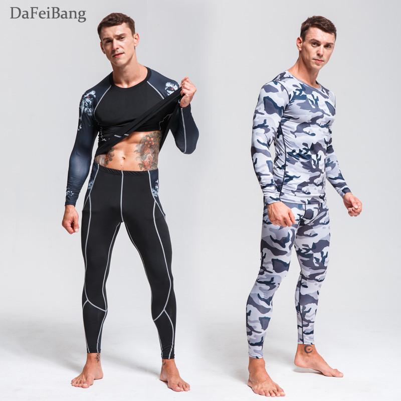 Quick Dry Funktsionaalne Compression Spordidress Fitness Tight Särgid Spordiülikonnad Meeste Suusa termopesu komplektid Sport