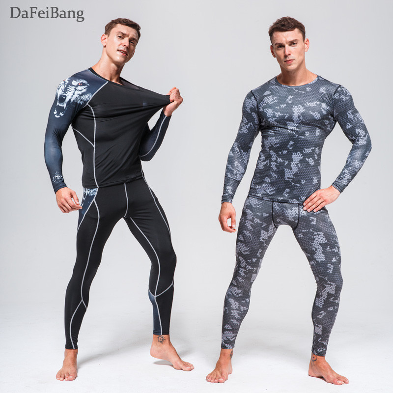 Quick Dry Funktsionaalne Compression Spordidress Fitness Tight Särgid Spordiülikonnad Meeste Suusa termopesu komplektid Sport