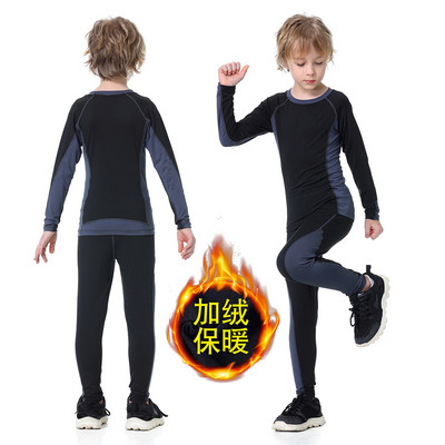 Παιδικά βελούδινα αθλητικά ρούχα Προπόνηση για αγόρια Γυμναστήριο Τζέρσεϊ Ποδόσφαιρο Μπάσκετ Σκι Snowboarding Καλσόν σετ δύο τεμαχίων Εσώρουχα