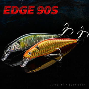 ALLBLUE EDGE 90S Heavy Sinking Minnow Flat Wobbler Риболовна примамка 90 mm/15,5 g Изкуствена твърда стръв Crankbait Trout Bass Tackle Gear