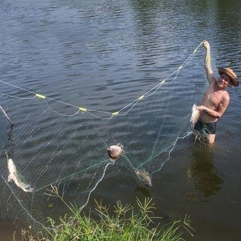 Висококачествен найлонов издръжлив материал за ръчно леене Еднослойна рибна хрилна мрежа Капан за риба Моновлакнена риболовна мрежа