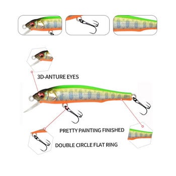 1τμχ 7cm 5g Minnow Wobbler Fishing Lure Jerkbait Bait Perch Pesca Mini Floating Wobblers Fishing Lures Σκληρό τεχνητό δόλωμα