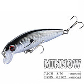 Minnow Laser Crankbait Fishing Lure Tackle with Treble Hooks Artificial Bait Hard 7,2cm 8,7g 3d-Eyes Pike Floating Wobbler 1PCS