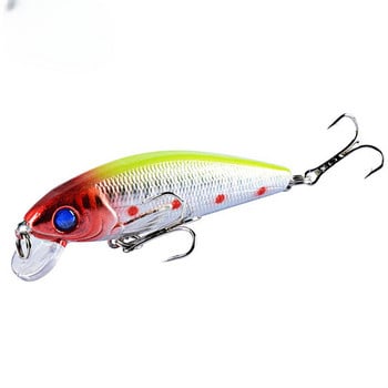 Примамка за риболовна примамка Minnow Laser Crankbait с високи куки Твърда изкуствена стръв 7,2 см 8,7 г 3d-очи щука плаващ воблер 1 БР.