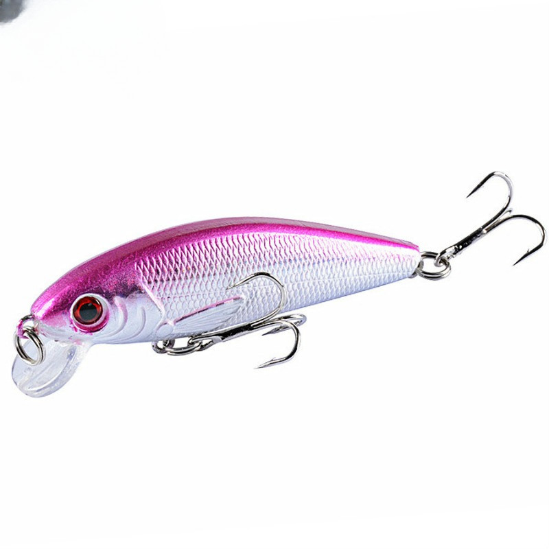 Minnow Laser Crankbait Fishing Lure Tackle with Treble Hooks Artificial Bait Hard 7,2cm 8,7g 3d-Eyes Pike Floating Wobbler 1PCS