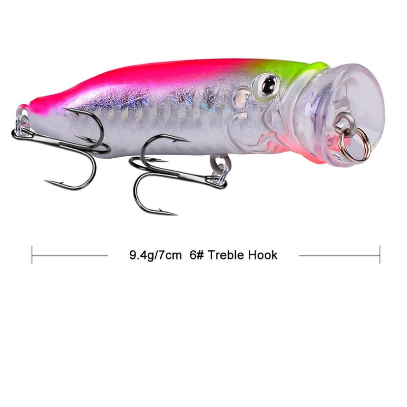 1vnt Popper žvejybos masalas 7cm 9,4g Topwater kietas dirbtinis plastikinis masalas Bass Vobleriai Crankbait Pesca karpių žvejybos reikmenys