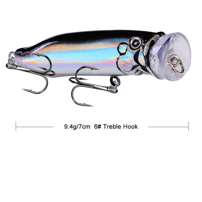 1vnt Popper žvejybos masalas 7cm 9,4g Topwater kietas dirbtinis plastikinis masalas Bass Vobleriai Crankbait Pesca karpių žvejybos reikmenys