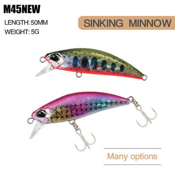 Мини потъваща примамка Minnow Jerkbait Риболовна примамка 5cm5g Изкуствена твърда примамка Воблери за щука пъстърва Пластмасови принадлежности за плуване Аксесоари