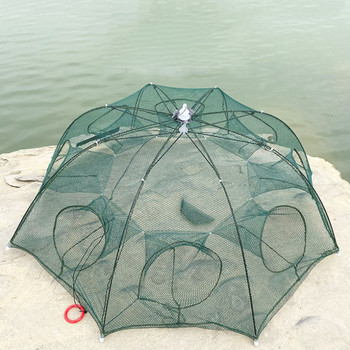 Αυτόματο πτυσσόμενο δίκτυο ψαρέματος Τύπος παγίδα ομπρέλας εξωτερικού χώρου Δίχτυ ψαρέματος Κλουβί γαρίδας Νάιλον Παγίδα ψαριών Χυτό δίχτυ για ψάρεμα