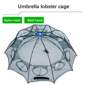 Автоматична сгъваема риболовна мрежа Открит тип капан за чадър Риболовна мрежа Клетка за скариди Найлонов капан за риба Риболовни принадлежности