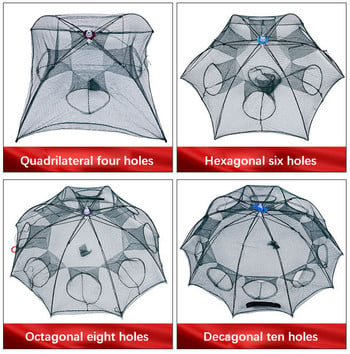Автоматична сгъваема риболовна мрежа Открит тип капан за чадър Риболовна мрежа Клетка за скариди Найлонов капан за риба Риболовни принадлежности