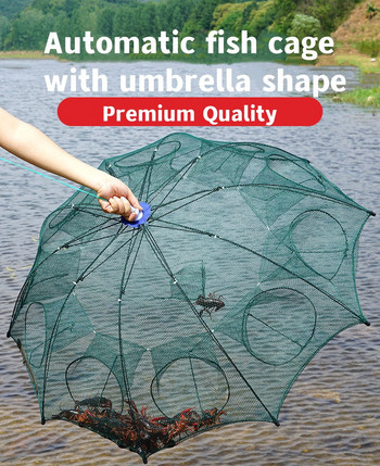 Cyrusher Umbrella Net Клетка за скариди Риболовна мрежа Защита на риба Автоматична сгъваема рибна мрежа Подвижна хвърчила Риболовна мрежа Ръчно излята мрежа