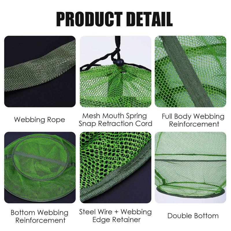 Halketrec Tartós csapda Halkosár húzózsinóros horgászkosár Összecsukható kosár mindenféle hal tárolására nyíló kialakítású halászháló