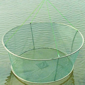 Преносима сгъваема риболовна мрежа Ръчна мрежа с дръжка за риболовно въже за улов на риби, скариди, раци, омари