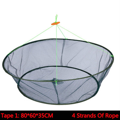 Преносима сгъваема риболовна мрежа Ръчна мрежа с дръжка за риболовно въже за улов на риби, скариди, раци, омари