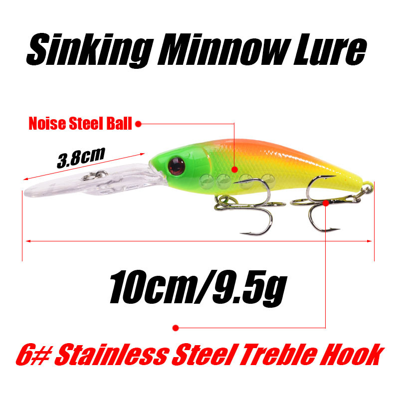 1 τεμ Minnow Fishing Lure 10cm 9,5g Sinking Wobblers Lures Τεχνητό σκληρό δόλωμα για Bass Pike Pesca Crankbaits Είδη ψαρέματος​