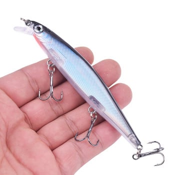 1PCS Риболовна примамка Minnow 11cm 13.5g Лазерен пластмасов потъващ воблер 3D очи Crankbait Изкуствени примамки за Щука Шаран Bass Tackle