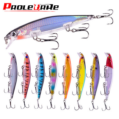 1Gb Minnow zvejas māneklis 11cm 13,5g lāzera plastmasas grimstošs vobleris 3D Eyes Crankbait mākslīgās ēsmas līdakas karpu basa piederumiem