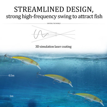 1 τμχ Sinking Minnow Fishing Lures Wobbler 8cm 9g Iscas Τεχνητό Πλαστικό Σκληρό Δόλωμα 3D Μάτια Στροφαλοφόρος Μπάσο Pesca Carp Tackle