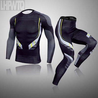 Úplne nová pánska termoprádla Ski Speed Dry Warm Underwear Compression Pančuchy Základná vrstva Flísové zimné spodné prádlo