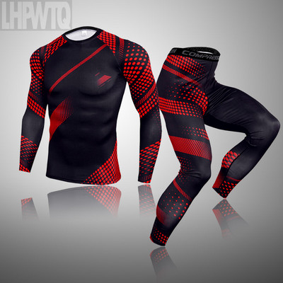 Úplne nová pánska termoprádla Ski Speed Dry Warm Underwear Compression Pančuchy Základná vrstva Flísové zimné spodné prádlo