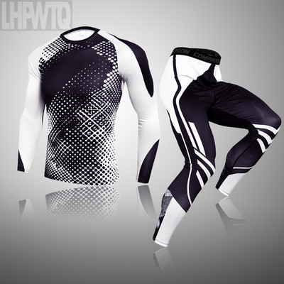 Úplne nová pánska termoprádla Ski Speed Dry Warm Underwear Compression Pančuchy Základná vrstva Flísové zimné spodné prádlo