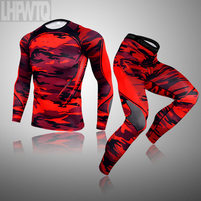 Úplne nová pánska termoprádla Ski Speed Dry Warm Underwear Compression Pančuchy Základná vrstva Flísové zimné spodné prádlo