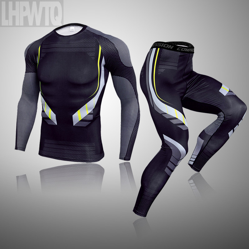Úplne nová pánska termoprádla Ski Speed Dry Warm Underwear Compression Pančuchy Základná vrstva Flísové zimné spodné prádlo