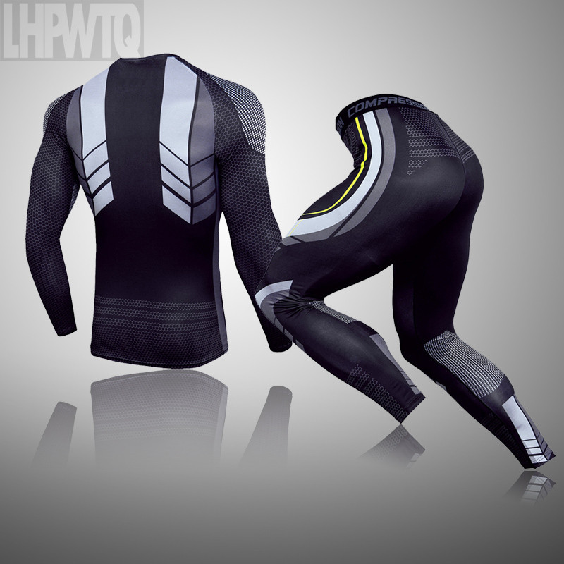Úplne nová pánska termoprádla Ski Speed Dry Warm Underwear Compression Pančuchy Základná vrstva Flísové zimné spodné prádlo