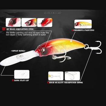 1 τεμ Minnow Fishing Lure Floating 95mm 8g Deep Diving Trolling Wobbler 3D Eyes Artificial Bait Bass Πέστροφα Πέστροφα Λούτσες