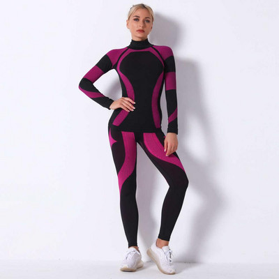 Women Girl Skiing Underwear Set Fitness Workout Thermal Gym Ski Snowboarding Sport Running Yoga Exercise Suit Long Johns