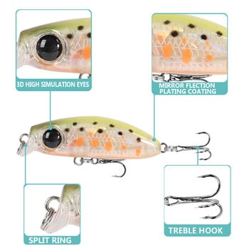 1 τμχ mini Minnow Fishing Lures Wobblers 3,5cm 2,7g slowly Sinking Trout Artificial Hard Bait Bass Crankbait Carp Είδη αλιείας