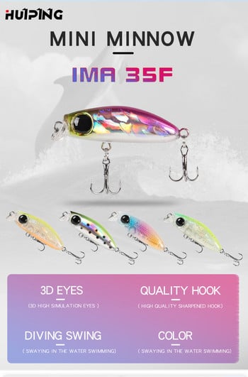 1 τμχ mini Minnow Fishing Lures Wobblers 3,5cm 2,7g slowly Sinking Trout Artificial Hard Bait Bass Crankbait Carp Είδη αλιείας