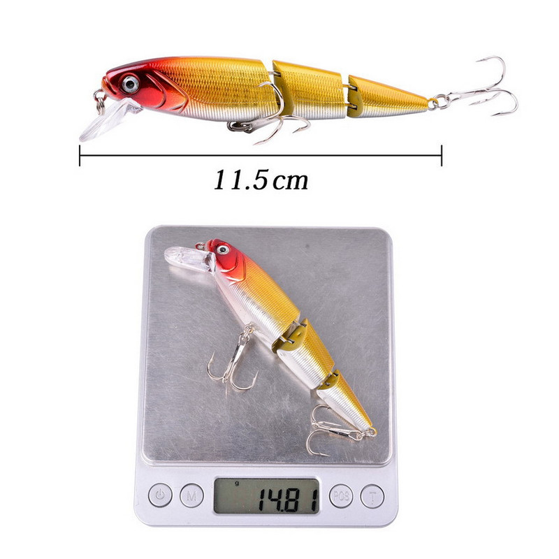 1 tk voblerid, mitmeosaline kalapüügilant Minnow 11,5 cm 14,8 g Isca kunstlik kõva sööt Crankbait trolling bass haugivarustus