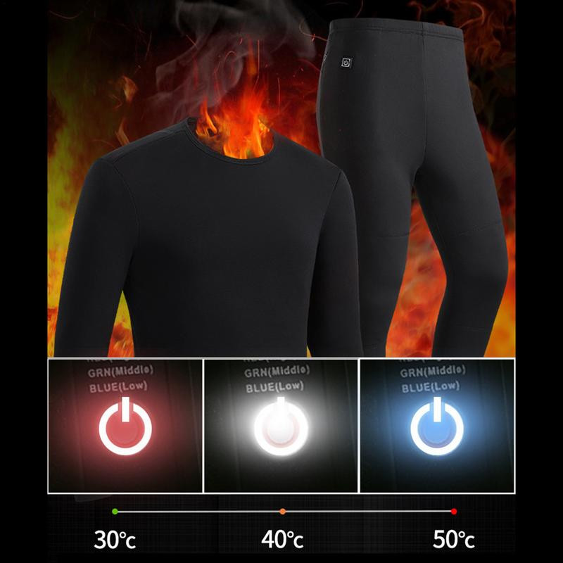 Talvine soojendusega aluspesu ülikond Smart 30–50 ℃ temperatuuriga akutoitega fliisist termomootorratta jope meeste naiste aluspesu