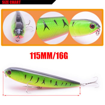 1Pcs Topwater Wobbler Fishing Lure Surface Bass Pike Lures Buzz 110mm 16g Pencil Bait Peche Iscas Изкуствени примамки за глава Pesca