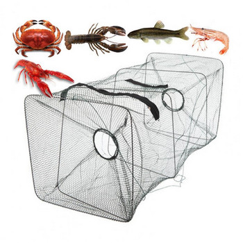 Сгъваема клетка с мрежа, нова кошница за риба Crawdad Minnow Fishing Bait Trap Cast Dip Shrimp Basket