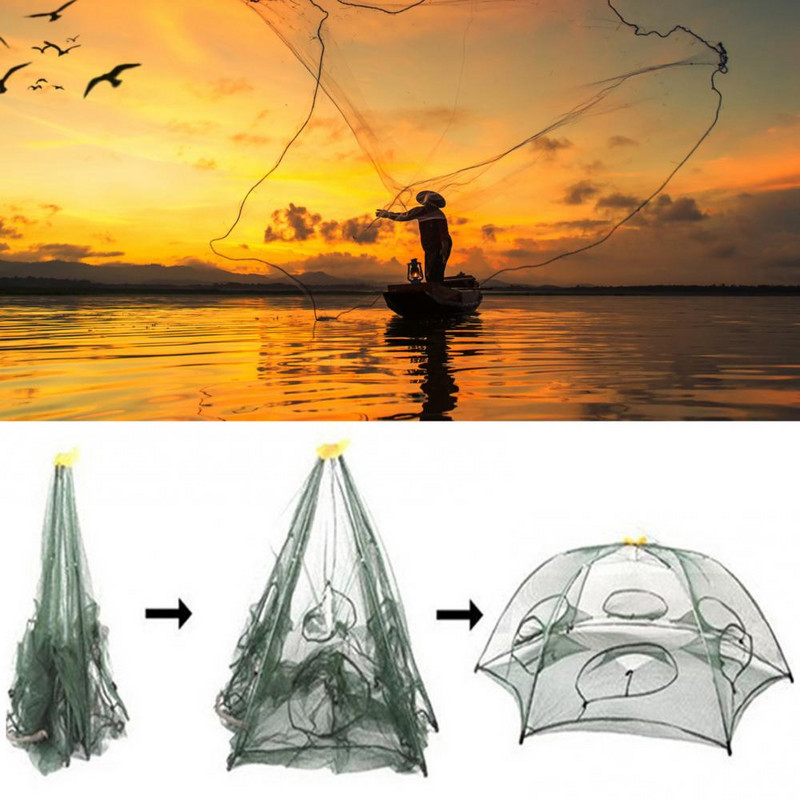 Sportski ribolov na otvorenom automatski sklopivi kavez za ribolov malih riba, najlonski kišobran za rakove, automatski štitnik za ribu
